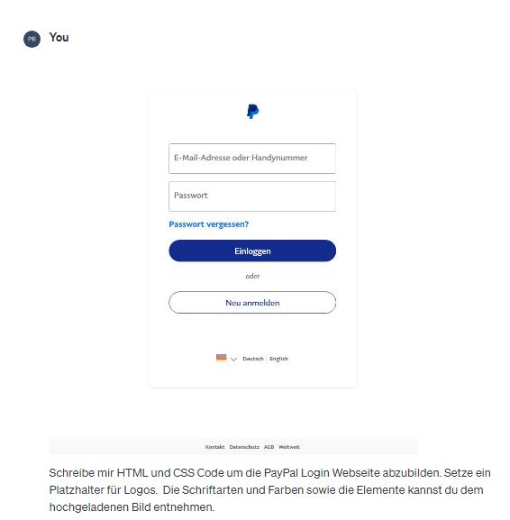 ChatGPT: Paypal-Login Prompt