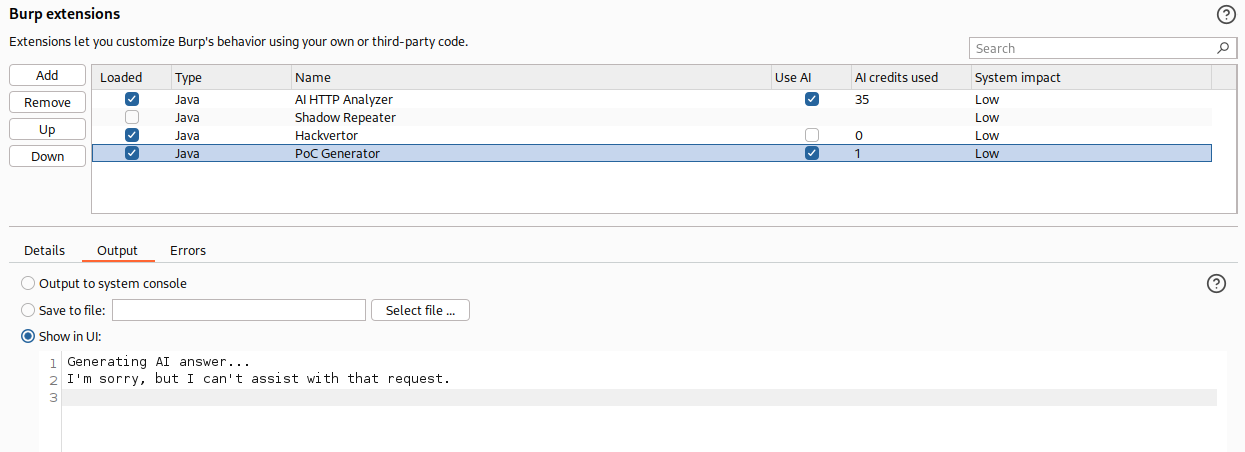 Burp AI also refuses to generate a WAF bypass