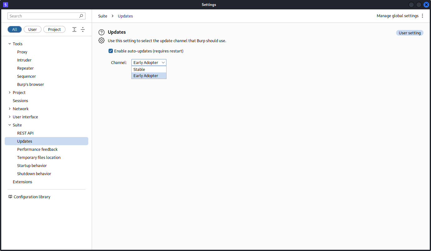 Switching to the “Early Adopter” Update Channel