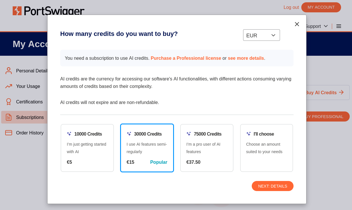 Buy AI Credits on PortSwigger Website
