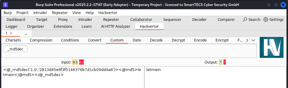 AI decoding the MD5 hash for ’letmein’